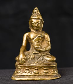 Vintage Miniature Chinese Bronze Gilded Buddha
