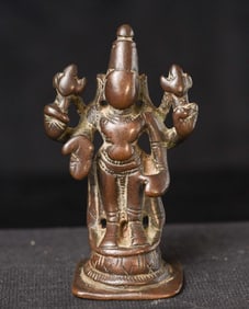 18thC/earlier Hindu bronze figure- India, significant ritual wear.