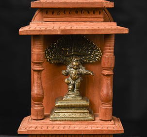 18/19th C Hindu Bronze-Rare well cast true miniature. Significant ritual wear.