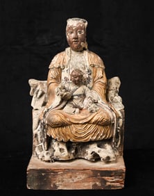 Beautiful Ming Dynasty Kuanyin With Baby.