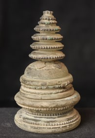 Bronze and ancient glass Buddhist Stupa, possibly Gandharan.