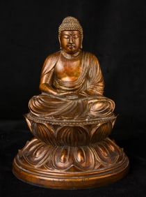The Japanese Meiji or Taisho Buddha is finely cast and patinated.
