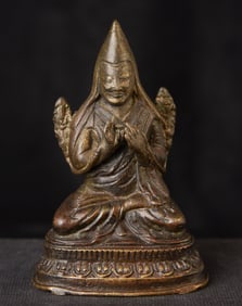 16/17thCTibetan Bronze Buddhist Figure- Tsong-ka-pa.-Nice example. Mesmerizing