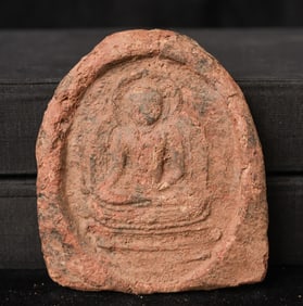 Very early probably Burmese (possibly Thai) terra cotta Buddha plaque.