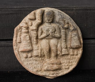Antique Thai or Burmese Clay Buddha Tablet. Very early type.