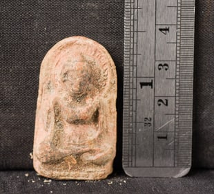 13thC Terracotta Pagan Buddha amulet.