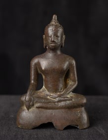 15thC Thai Bronze Buddha. Some loss to base.