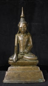 19th C Bronze Burmese Shan Buddha-High Quality Example