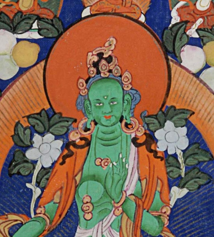 Antique Mongolian Thangka-Large-, 9" x 11.25"