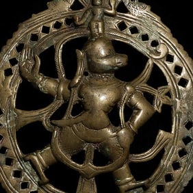 Exceptional, Animated 18thC Bronze Hanuman from India. HAs a diameter