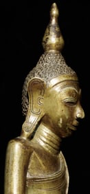 Nice 19thC Mon style Burmese Buddha. Sits 9" inches