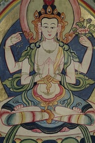 Painted thangka is 10" x 14, overall size is 25" x 16"