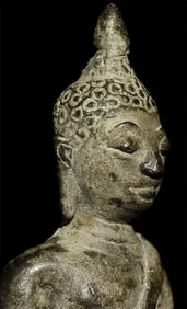 15th-17thC Thai Bronze Buddha. Wear and dings as seen