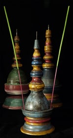 Decorative Beautiful Set of five old/antique large incense burner/candleholder