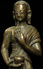18/19thC Nepal/Tibet/China or ? Standing Bronze Monk, 9.25"