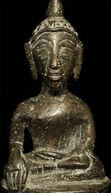 Distinctive Laos Folk Buddha, 6.25" . Gold and Silver in alloy