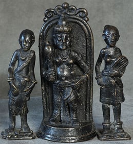 19thC or earlier Indonesian or Javanese deity with attendants.