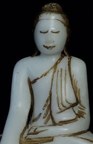 Delightful 19thC Burmese alabaster or marble Buddha.
