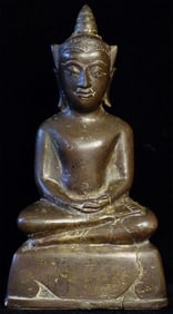 17thC Thai bronze Buddha.
