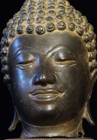 17thC Authentic Buddha Head, 9" Tall