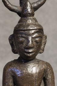 15thC Bronze Buddha Under Bodhi Tree, 4.5" Tall