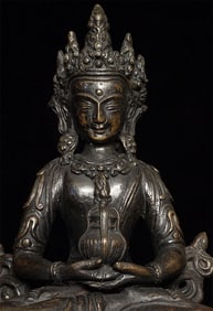 Old Nepalese Bodhisattva of Long Life, 7-7/8" Tall