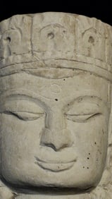 Pagan- Stone Buddha Head probably 12/13thC -Extensive wear.