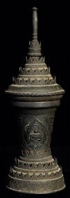 Old 72% Silver Intricate Thai Buddhist Reliquary