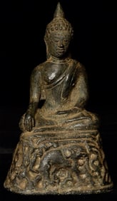 Northern Thai 16thC Bronze Buddha-Rare Base