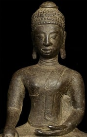 15-17thC Thai Bronze Buddha w/ Cambodia Influence
