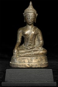 Classic Lanna style 16thC Northern Thai Bronze Buddha