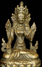 Antique Bronze or Brass Nepalese Bodhisattva.