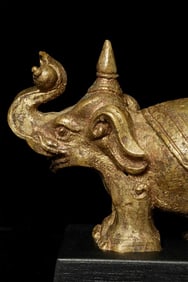 Antique Mongolian Elephant Altar Piece - Solid Cast- Very Rare Type