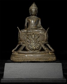 Wonderful 17thC solid-cast Cambodian Bronze Buddha-