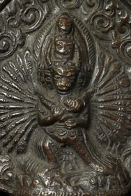 Early Powerful Tantric Tibetan Yama, with all details hammered into bronze (not cast)