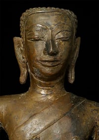 16/17thC Laos or Thai Bronze Monk-Rare type