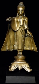 19thC Mandalay solid cast bronze Buddha.