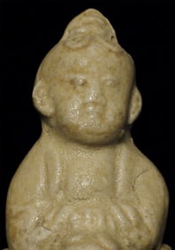 Chinese Monk w/ White Glaze Sitting On Dragon