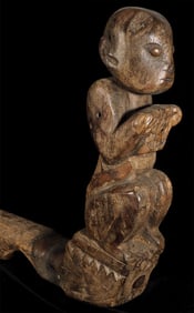 Thai or Burmese Oxcart handle carved as Monkey, tail as a serpent. Special!!