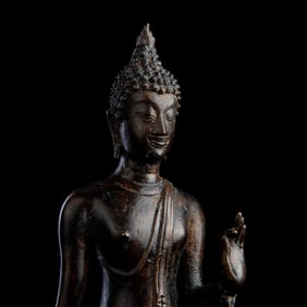 18/19thC Walking Buddha in Perfect Condition, 9.5" Tall