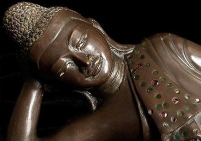 19thC Burmese Mandalay Style Solid-Cast Buddha.
