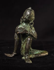 AntiqueSolid bronze sculpture of a female Hindu figure- Well Cast