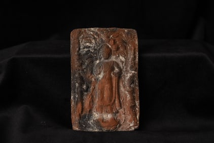 8thC-11thC Dvarati Clay Buddha Tablet from Thailand.