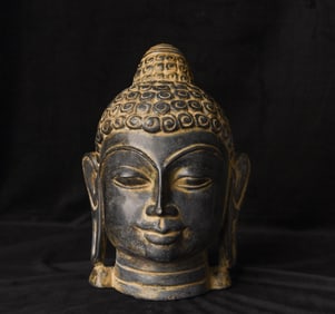 Exceptional Large Indonesian Hardstone Buddha Head.