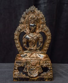 18/19th-century Sino-Tibetan Bronze Buddhist sculpture of Amateyus. Classic type