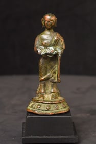 18thC or earlier Tibeto- Chinese Bronze Buddhist Monk.