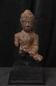 12thC/earlier Thai Bronze Buddha Bust on custom Museum style Mount.