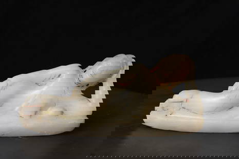 19thC Burmese Reclining Buddha in an uncommon petite size-these are more commonly quite large and: 19thC Burmese Reclining Buddha in an uncommon petite size-these are more commonly quite large and heavy. Carved out of alabaster or marble. Nice example at a reasonable price.