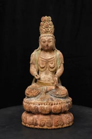 Lovely vintage/old Chinese wood Buddha /Bodhisattva.