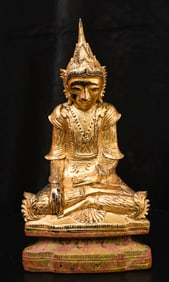 Antique Burmese Royal Buddha-Elaborate, 13.25" tall